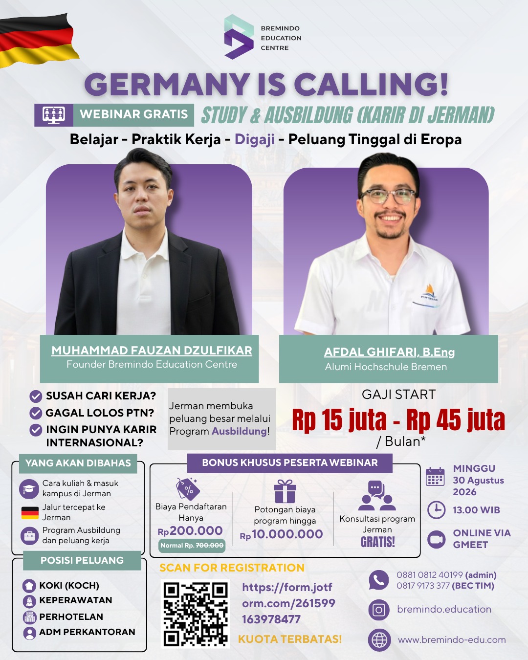 WEBINAR GRATIS STUDY & AUSBILDUNG 30 AGUSTUS 2026